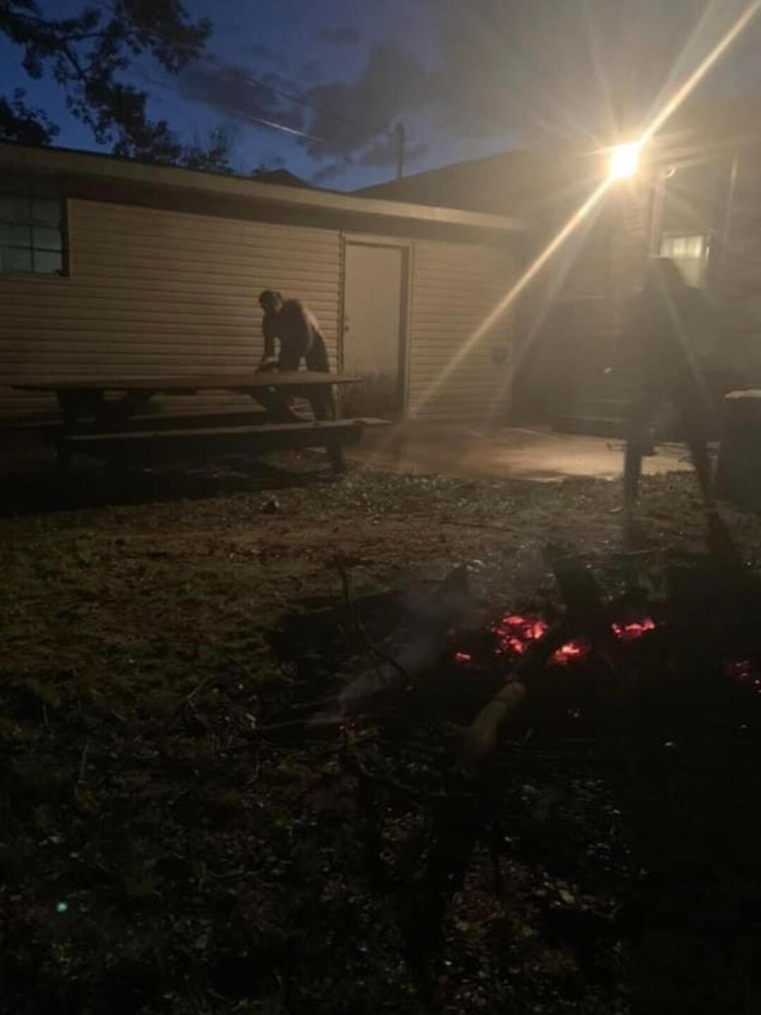Figure on the right shouldn't be there. I was alone with my friend last night. Didn't see it when I took the pic either.